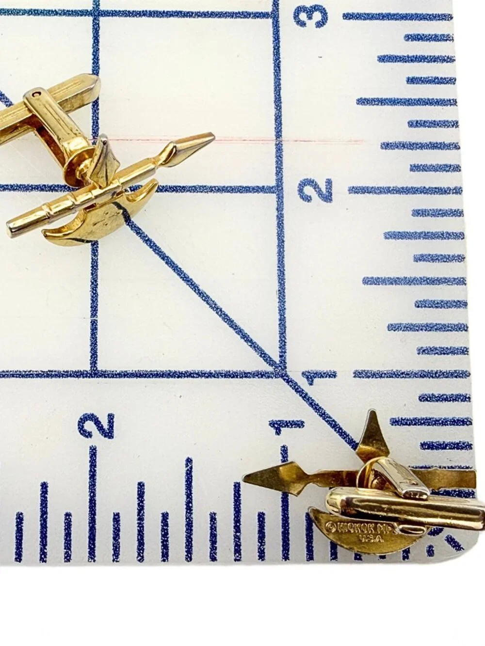 Hickok USA Signed MCM Gold Plated Viking Medieval Axe Motif Cufflinks